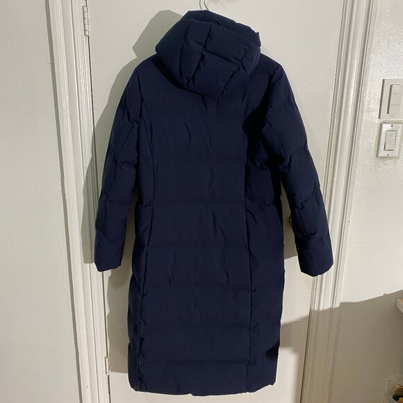 Navy blue, real down hooded puffer coat -Eddie Bauer - Picture 3 of 7